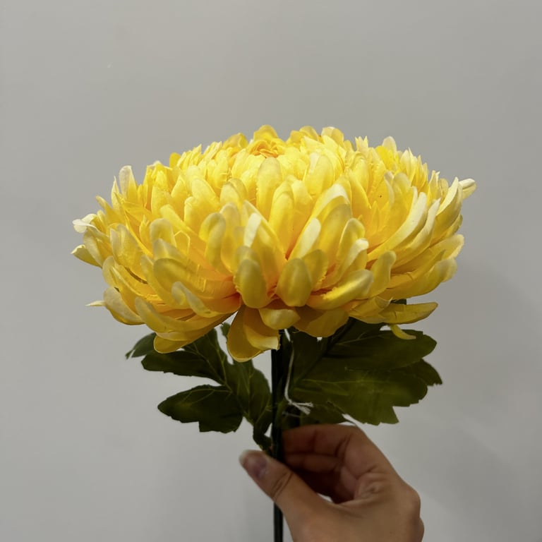 Yellow Chrysanthemum Flower 75cm - Large Floral Decoration for Home and Garden Decor