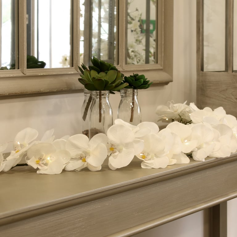 White Orchid 135cm Garland - Elegant Home Decor and Wedding Floral Decoration
