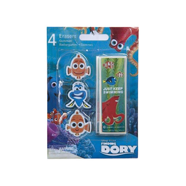 Finding Dory 4-Piece Eraser Set - Ocean-Themed Kids Art Supplies for School