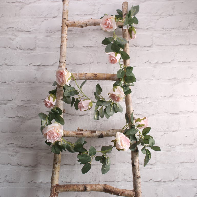 Light Pink Rose Garland - 175cm Long Floral Decoration for Home and Wedding Events