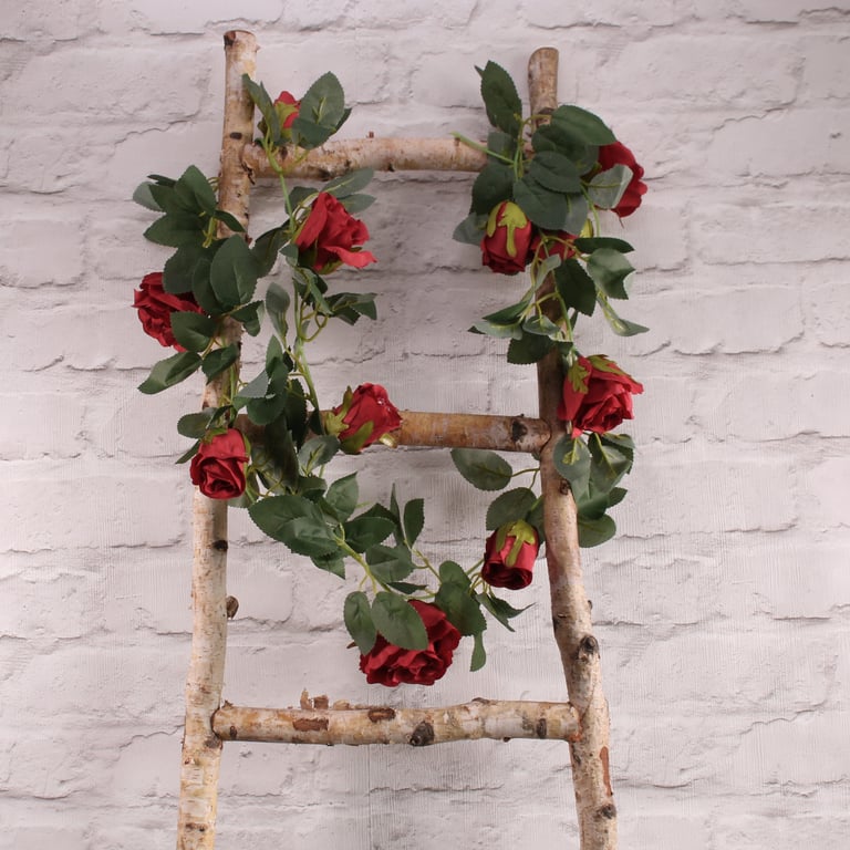 Red Rose Garland - 175cm Long Home Decor Floral Decoration for Weddings and Parties