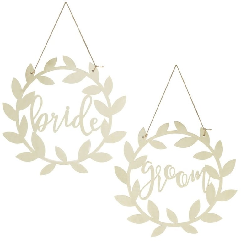 Ivory Bride and Groom Chair Backs - Elegant Church Wedding Reception Seating Decor
