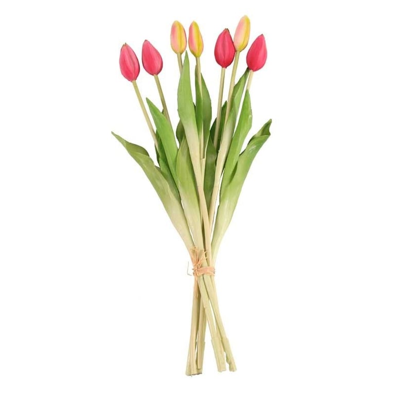 Real Feel Hot Pink Tulip Bunch - Artificial Garden Decor and Home Dcor Spring Bouquet