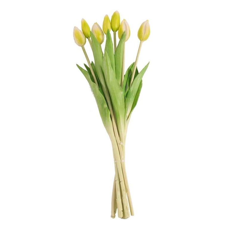 White Tulip Bunch - Real Feel Spring Flowers for Home Garden Decor and Wedding Arrangement
