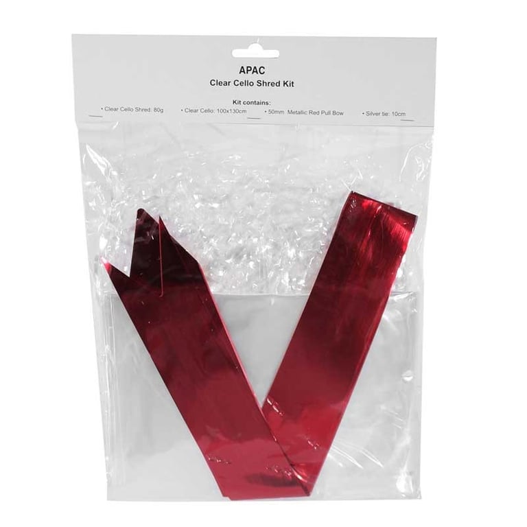Clear Cello Shred Kit - Film Shredder with Red Bow Decoration for Home Organization and Craft Supplies