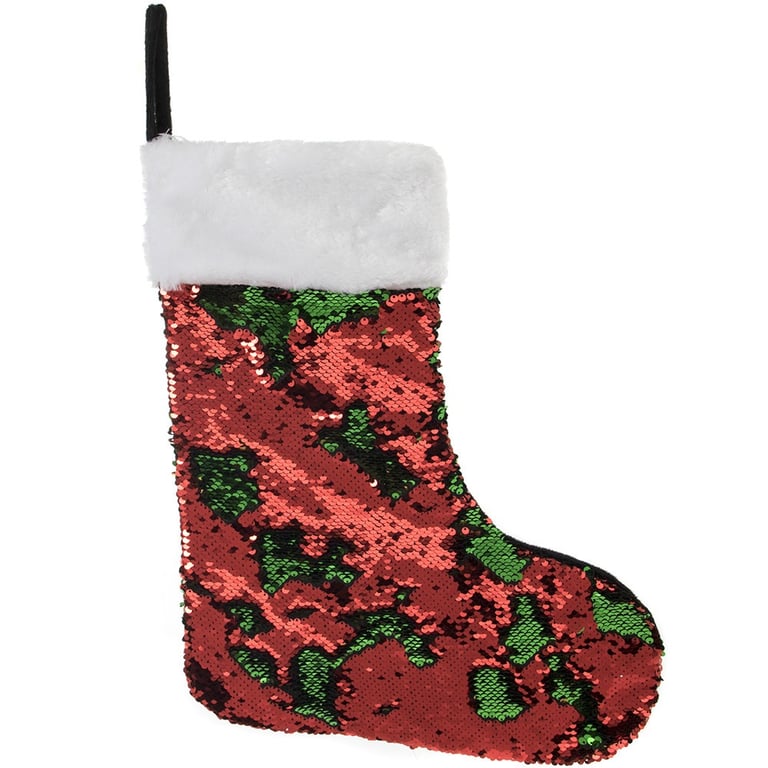 Red/Green Sequin Stockings - Festive Sparkly Holiday Party Stocking
