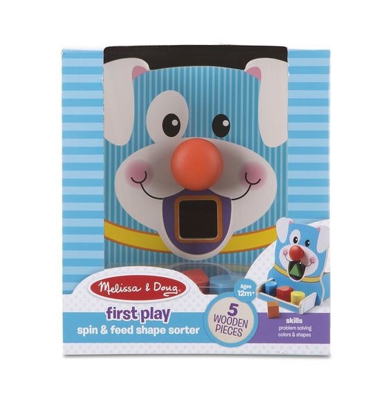 Melissa and Doug Spin & Feed Shape Sorter - Educational Wooden Toy for Toddlers Learning Games