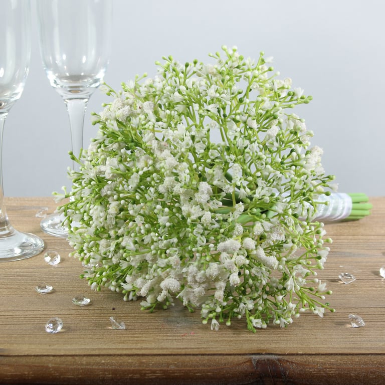 White Gypsophila Bouquet - Elegant Wedding Floral Arrangement with Fresh White Flowers