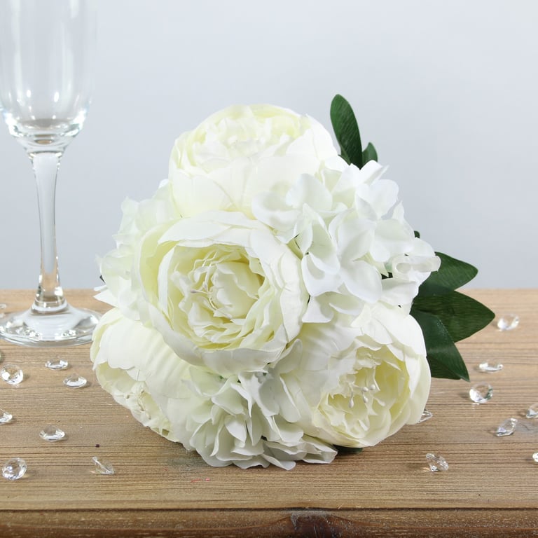 Arundel Romance Bouquet Ivory - Elegant 28cm White Flower Arrangement for Home Decor and Wedding Centerpieces