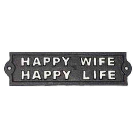 Happy Wife Happy Life Sign - Motivational Home Decor and Wedding Favor