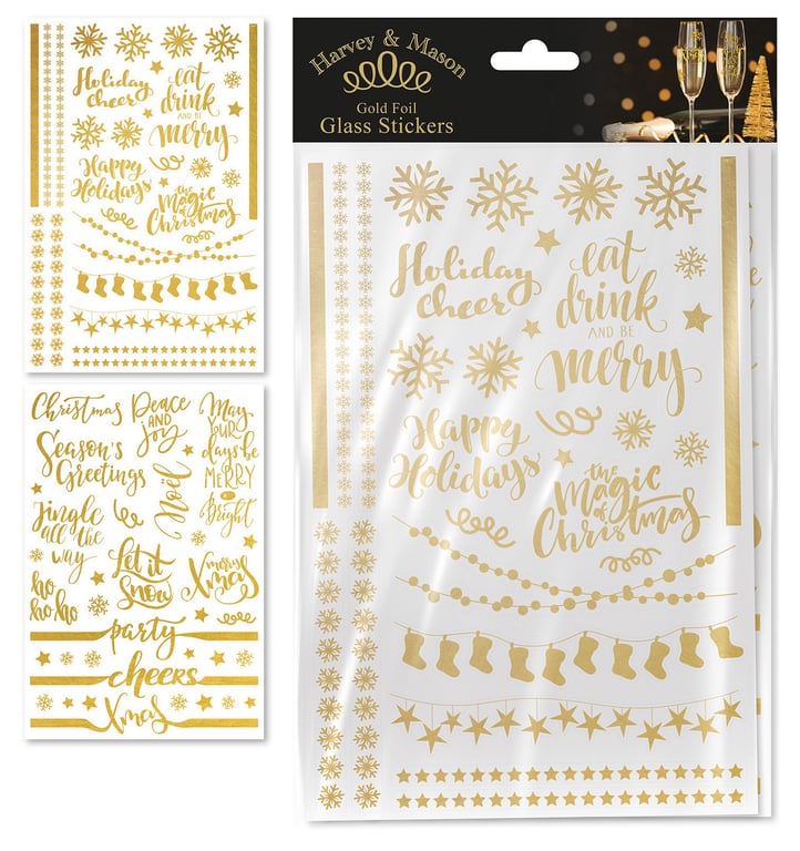 Golden Party Glass Stickers - Decorative Glass Labeling and Supplies for Events