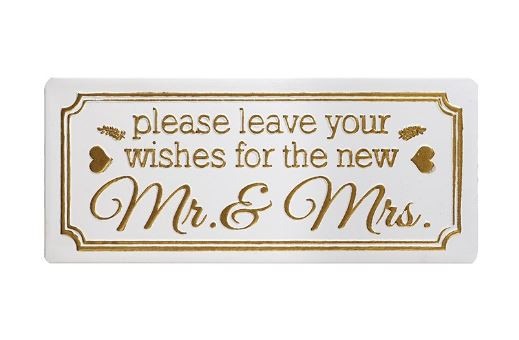 Wishes For Mr & Mrs Metal Wedding Sign - Home Decor Wall Art