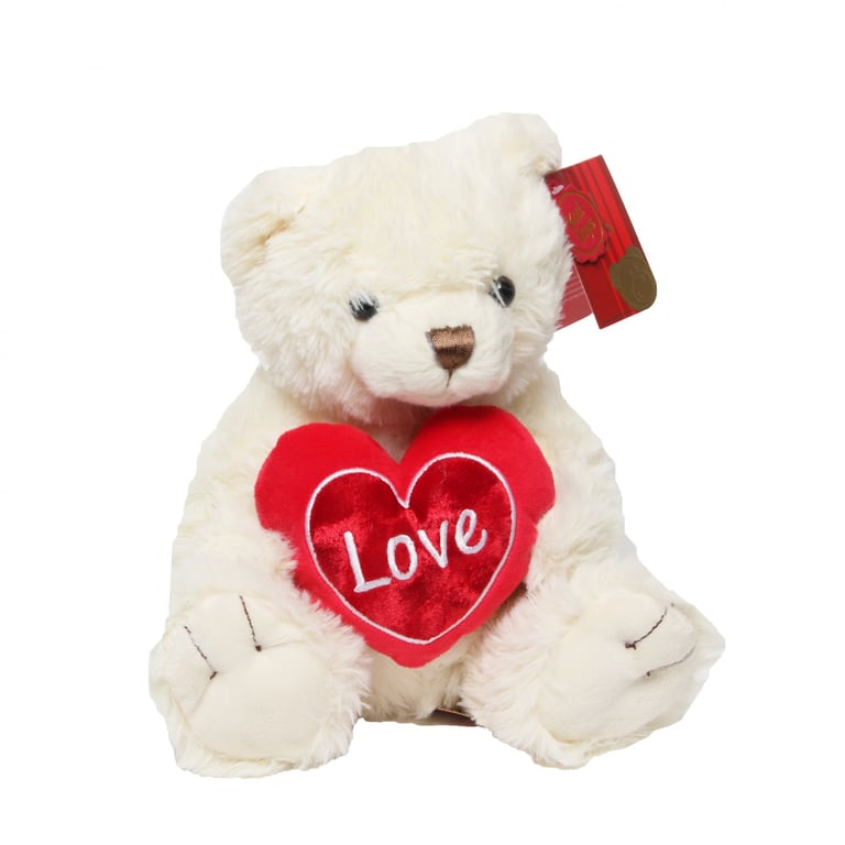 Cream Snuggles 25cm Soft Cuddly Huggable Bear with Heart
