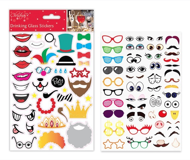 Glass Stickers - Party Face Masks Decorations for Events and Parties