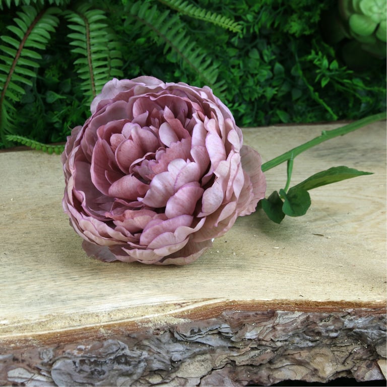 Glamis 62cm Single Mauve Peony Flower Arrangement for Home Decor and Garden Decoration