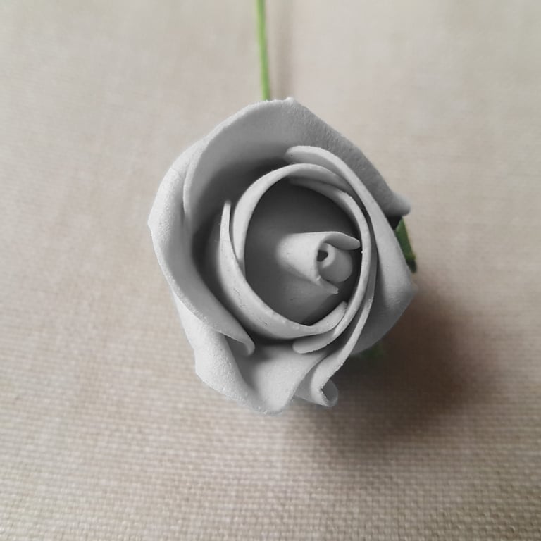 Grey Foam Tea Rose Buds - Set of 8 for Home Decor & Wedding Floral Arrangements