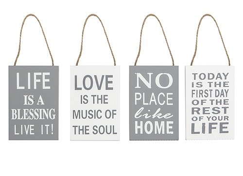 Assorted Quote Hanging Signs - Home Decor Wall Art with Inspirational Quotes
