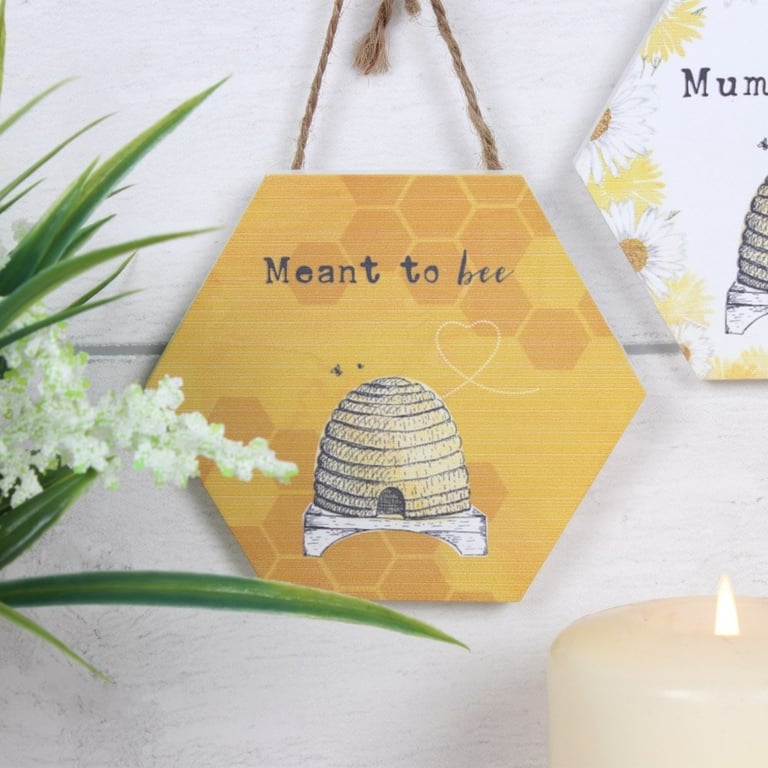 Unique Beeswax Honey Bee Sign - Rustic Kitchen Decor Wall Art