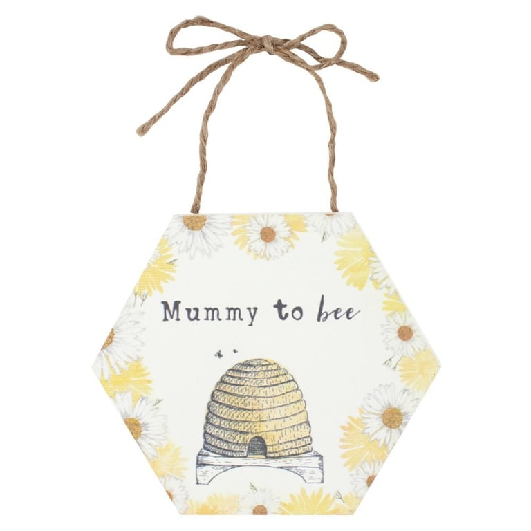 Mummy To Bee Sign - Baby Room Decor and Gender Reveal Sign with Nursery Welcome Message