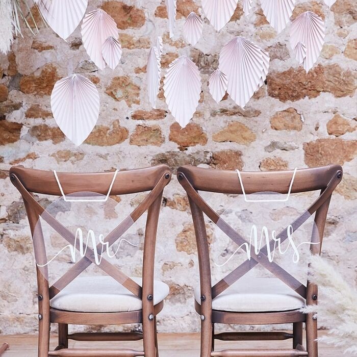 Acrylic Mr and Mrs Chair Signs - Personalized Home Decor Wedding Signage