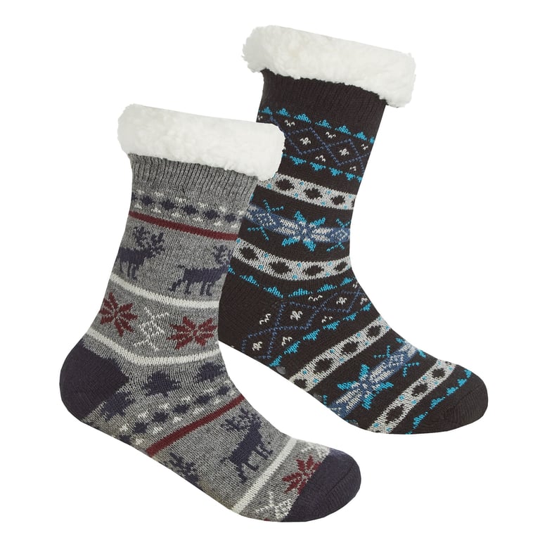 Boys Fairisle Lounge Socks - Cozy Winter Knit Socks for Kids with Fairisle Pattern