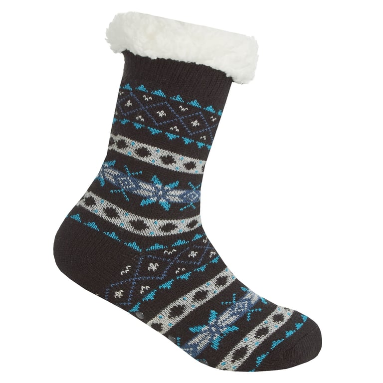 Boys Fairisle Lounge Socks - Cozy Winter Knit Socks for Kids with Fairisle Pattern