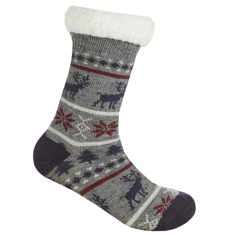 Boys Fairisle Lounge Socks - Cozy Winter Knit Socks for Kids with Fairisle Pattern