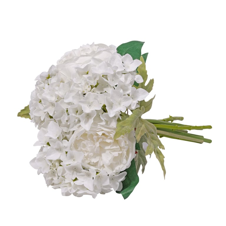 White Peony Bouquet - 34cm Fresh Flower Arrangement for Home and Garden Decor