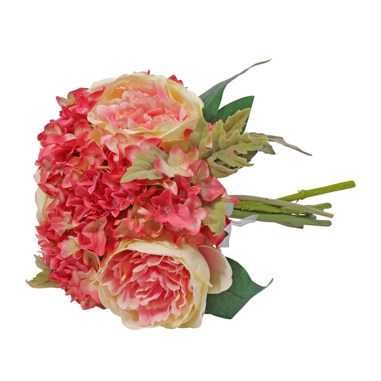 Aquitaine Peony Cream and Pink Bouquet - Elegant Home Decor Floral Arrangement