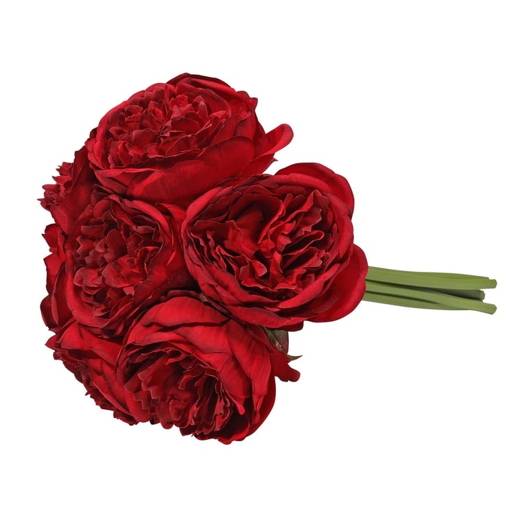 Red Peony Flowers - 34cm Long Stemmed Bunch of 7 Beautiful Flowers, Perfect Home Garden Decor and Floral Arrangement for Spring