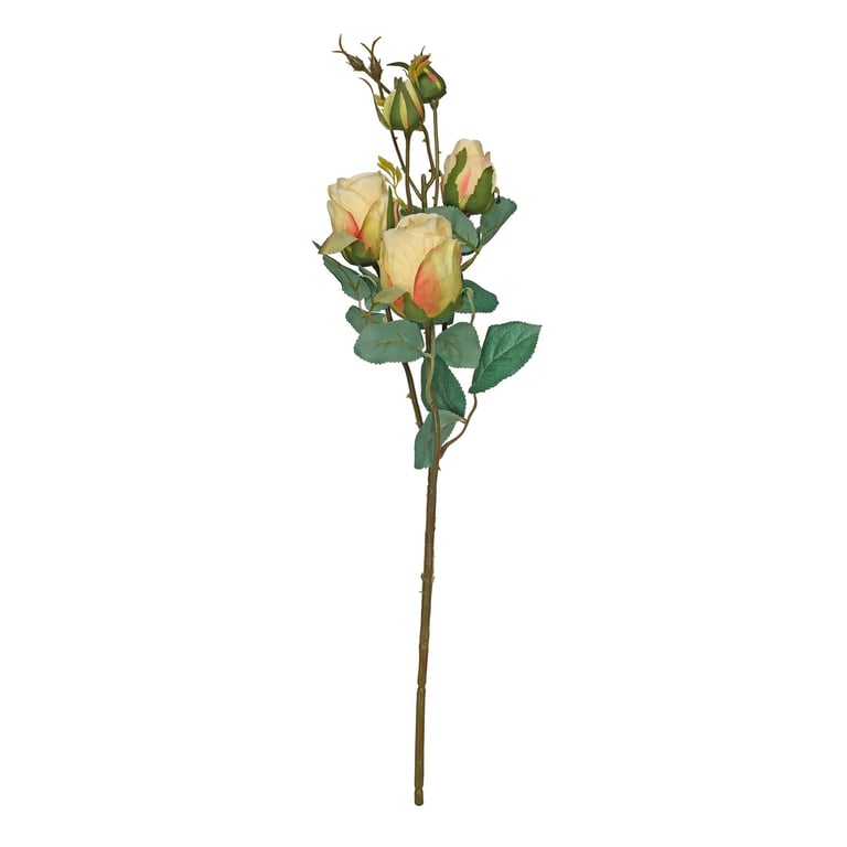 Rose Spray Yellow - 51cm Indoor Garden Decoration with Realistic Yellow Flowers