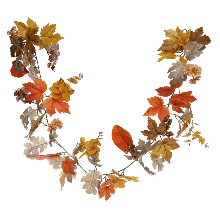Glamis Autumn Mix Garland - 180cm Orange Home Decor for Fall and Halloween