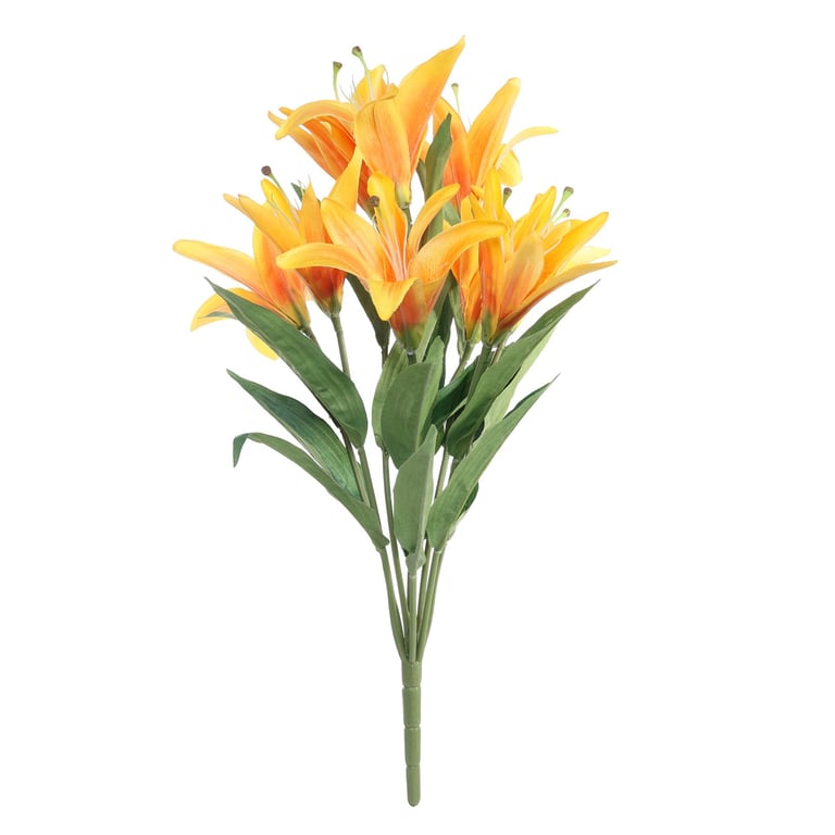 9 Heads Orange Lily Bush - Vibrant Garden Ornament and Outdoor Plant Decoration