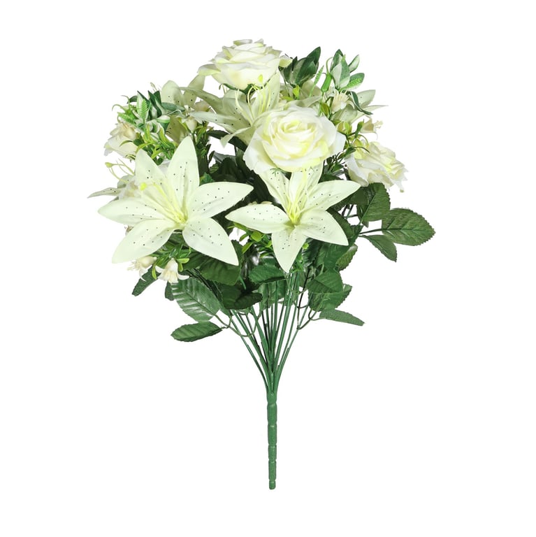 Cream Pembroke Rose and Lily Mixed Bunch - Elegant Home Decor Flower Arrangement