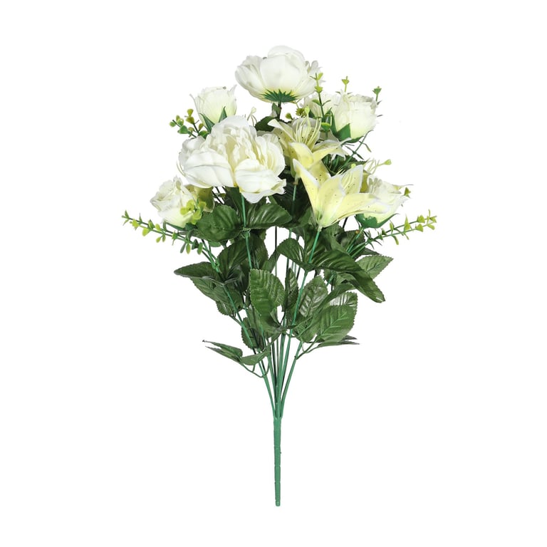 Cream Pembroke Lily and Rose Mixed Bunch - Elegant Home Decor Flower Arrangement