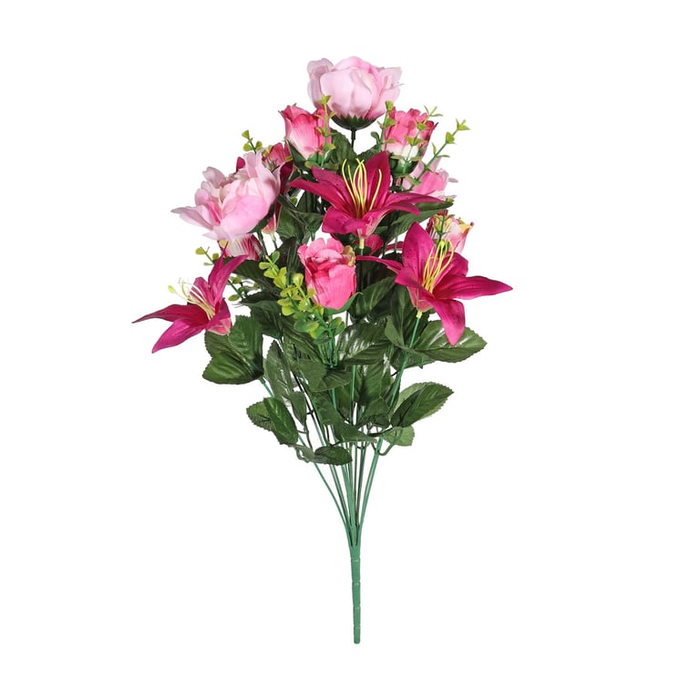 Pink Pembroke Lily and Rose Mixed Bunch - 46cm Home Decor Floral Arrangement