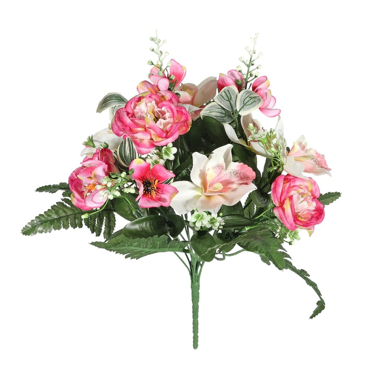 Pink Pembroke Orchid and Peony Mixed Posy - Handcrafted Floral Arrangement of Pink Flowers for Home Decor