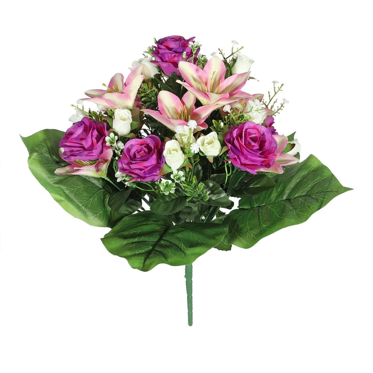 Lilac Pembroke Leafy Mixed Bunch - Floral Home Decorations & Garden Leaf Decoration