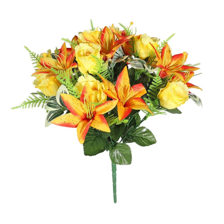 Orange Pembroke Lily Mixed Bunch - Vibrant Home Decor Floral Arrangement with Orange Lilies and Garden Flowers
