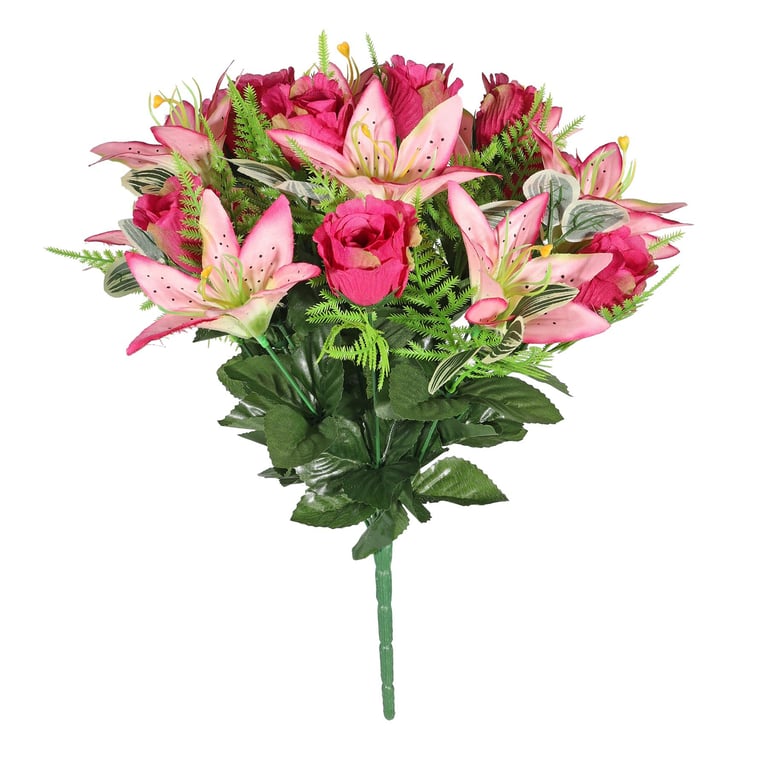 Pink Pembroke Lily Mixed Bunch of Fresh Garden Flowers - Beautiful Pink Arrangement