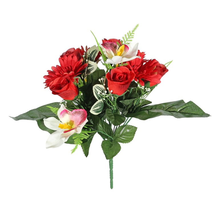 Red Pembroke Gerbera and Orchid Mixed Bunch - Vibrant Home Garden Flowers Arrangement