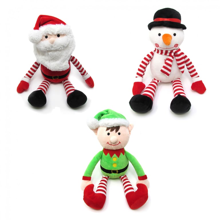 10 Inch Assorted Christmas Sitting Plush Toys - Festive Holiday Decoration Home Decor