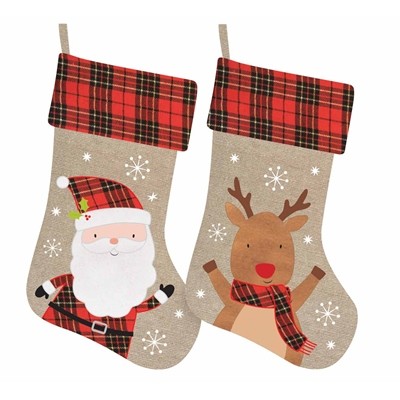 Assorted Plush Tartan Christmas Stockings - Handmade Festive Home Decor