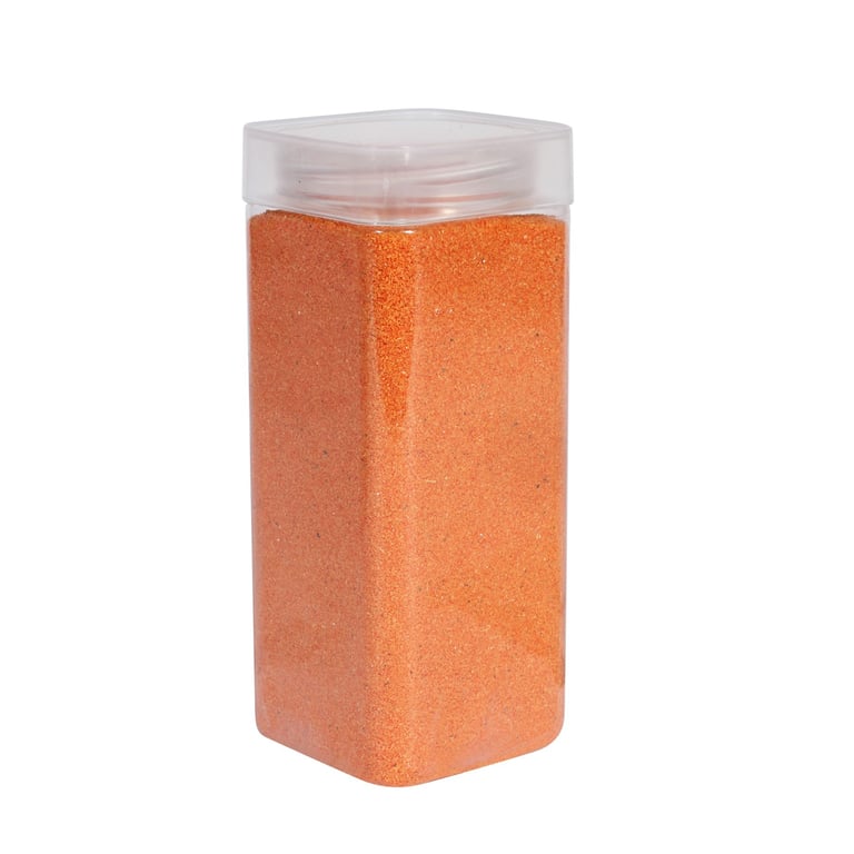 Orange Sand in Square Jar (800g) - Perfect for Home Decor and Beach-Inspired Sandbox Solution