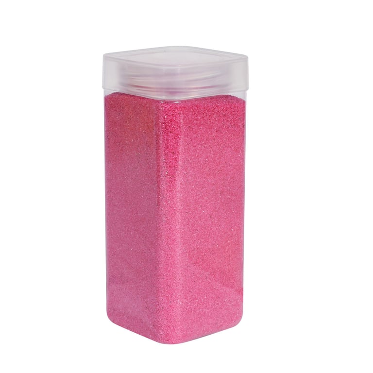 Hot Pink Sand in 800g Square Jar - Beach Themed Home Decor Accent