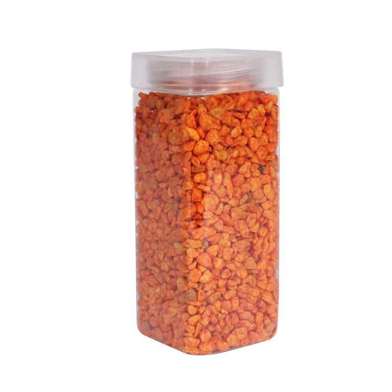 Orange Pebbles in Square Jar - 900g Home Decor Garden Stones and Beach Decorations