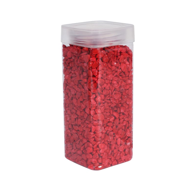 Red Pebbles 4-6mm Decorative Stones in Square Jar - 900g Garden and Home Accents