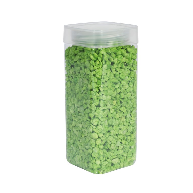 Light Green Pebbles - 4-6mm Natural Decor Stones in Square Jar (900g) for Home & Garden Decorations
