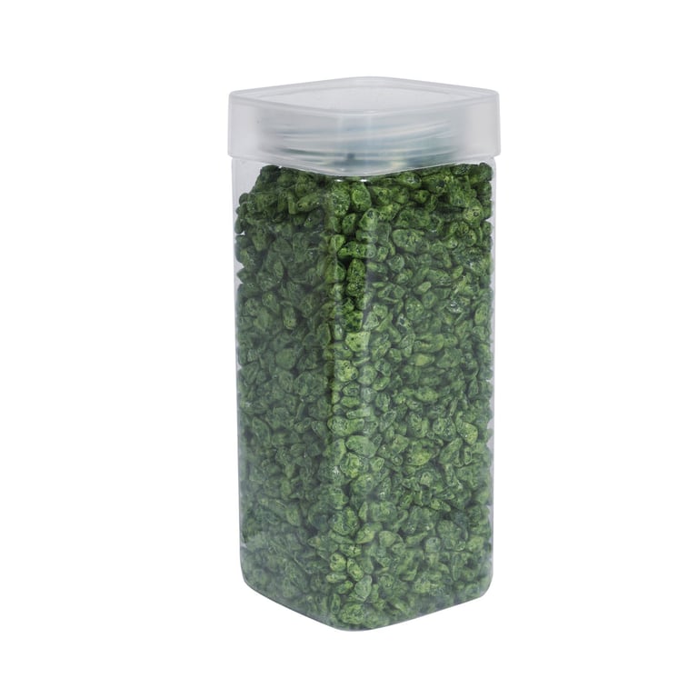 Moss Green Pebbles - 900gr Natural Decorative Stones in Square Jar