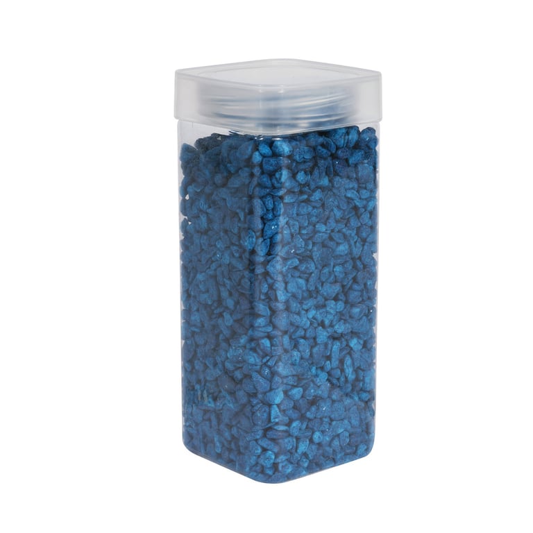 Royal Blue Pebbles - 4-6mm Decorative Stones in Square Jar (900gr) for Home & Garden Decoration